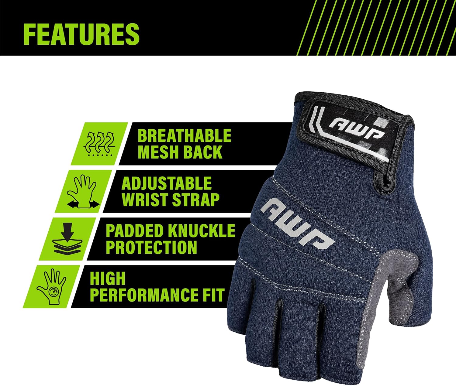 AWP Guantes de trabajo profesionales sin dedos