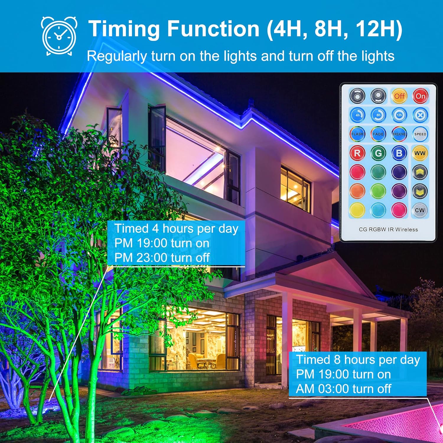 Kuniwa Paquete de 2 bombillas de inundación PAR38 para exteriores de 30 W, LED que cambia de color a prueba de agua, equivalente a 100 W,