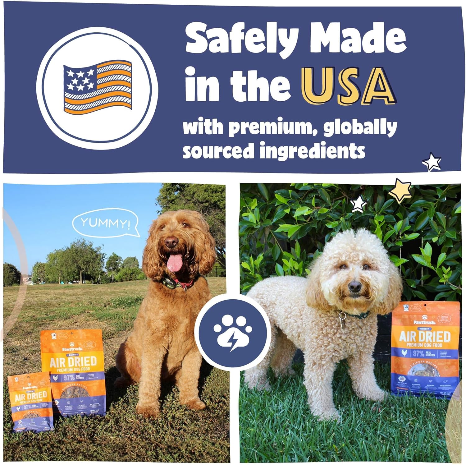 Pawstruck Alimento natural secado al aire para perros con pollo real, sin granos, fabricado en Estados Unidos, sin OMG y recomendado por