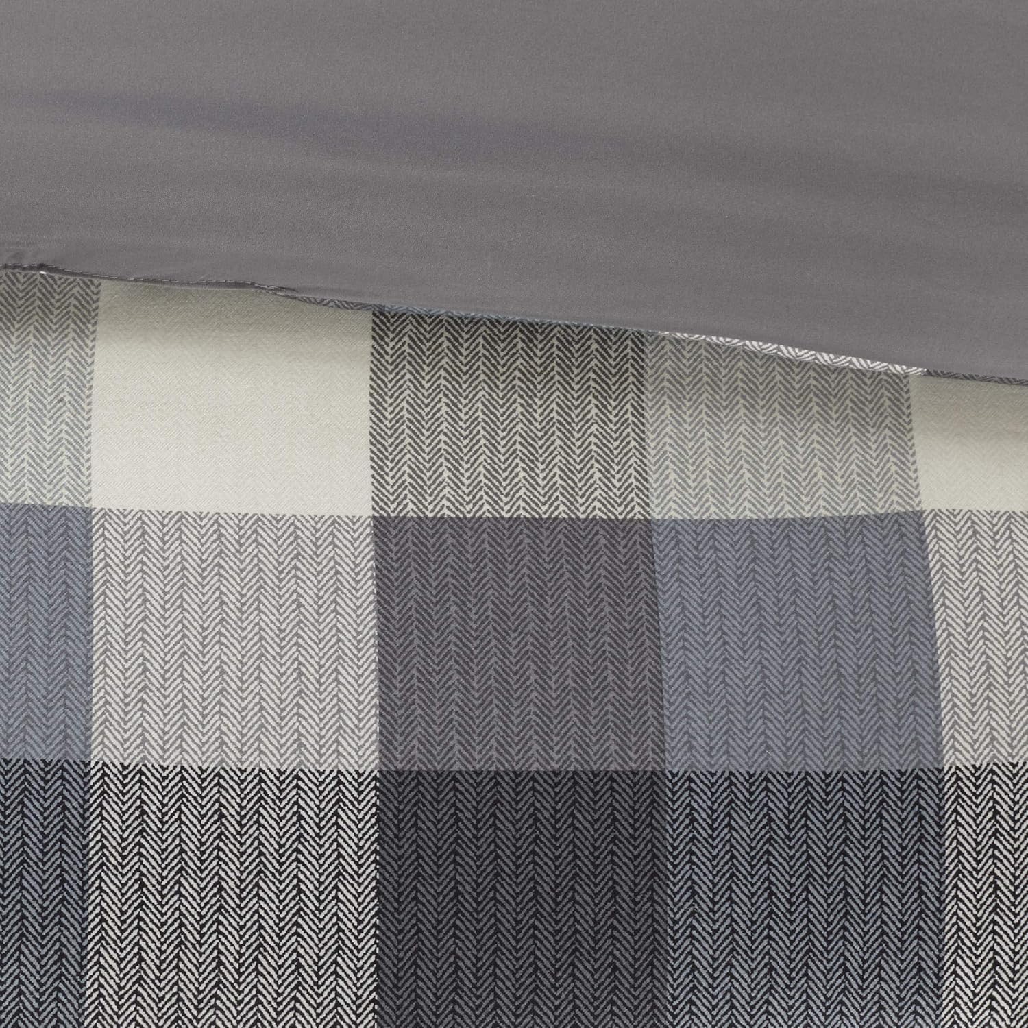 Madison Park Ridge – Juego de edredón (7 piezas), diseño de espiga, Poliéster, gris, King