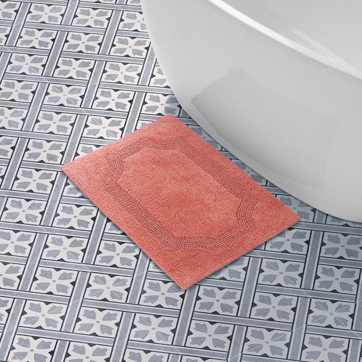 Laura Ashley Alfombra reversible de algodón de 17 x 24 pulgadas, color coral