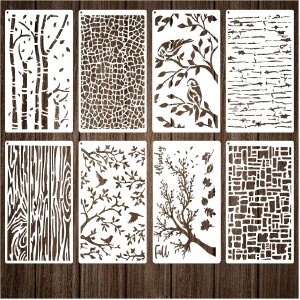 8 plantillas de ramas de árbol con textura de árbol para manualidades, plantilla de plantilla abstracta reutilizable para capas, plantillas 8 plantillas de ramas de árbol con textura de árbol para manualidades, plantilla de plantilla abstracta reutilizable para capas, plantillas