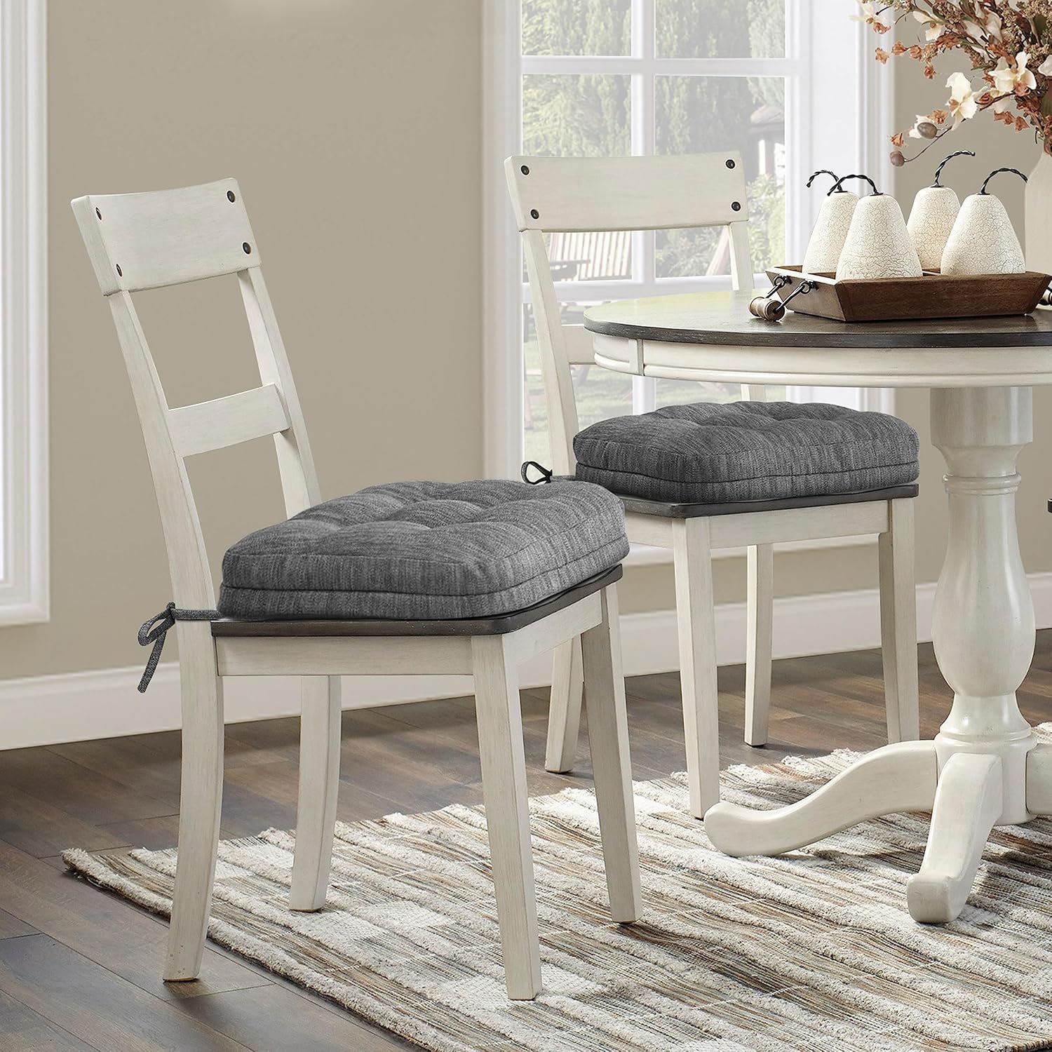 Shinnwa Cojines para sillas de comedor, paquete de 4, cojines de asiento de cocina de espuma viscoelástica copetudos, almohadillas antideslizantes