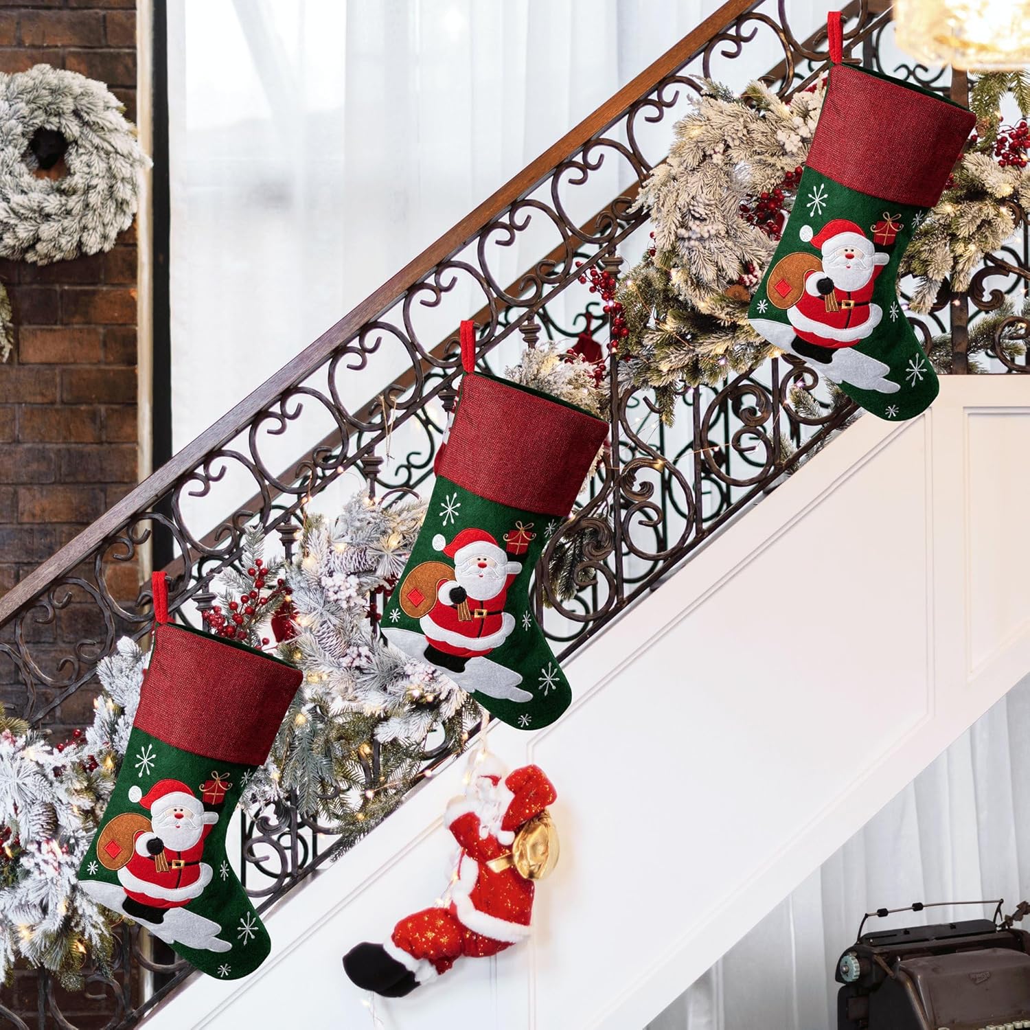 Medias de Navidad personalizadas con nombres para decoración de Navidad, adornos de Papá Noel