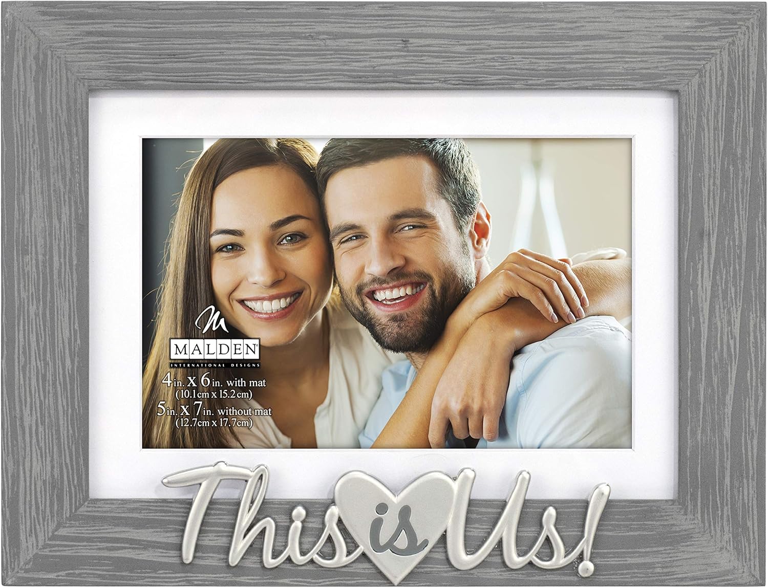 Malden International Designs – Marco de fotos de 4 x 6 o 5 x 7 pulgadas con texto en inglés “This Is Us! Distressed Expressions”, acabado plateado