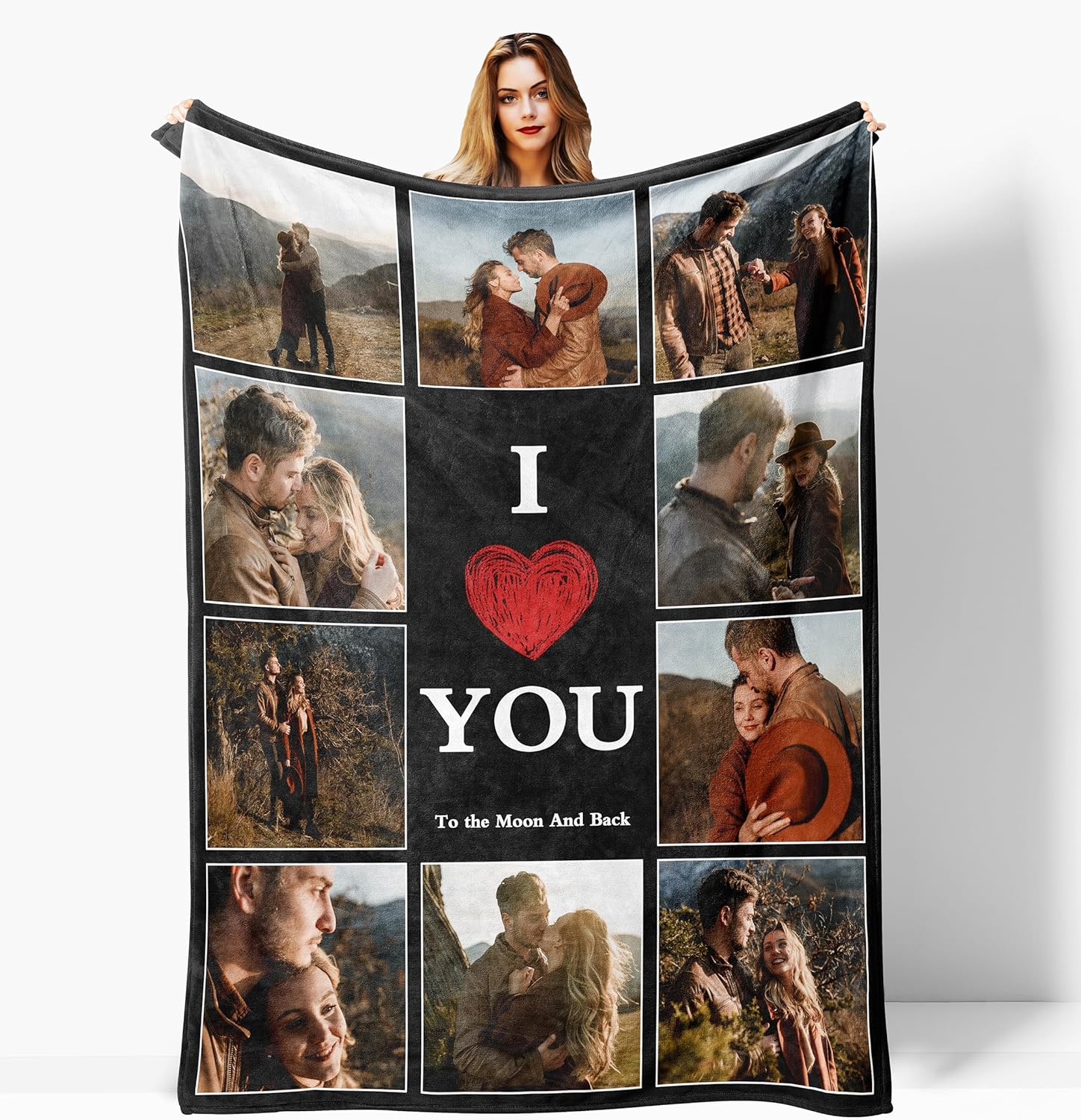 Manta personalizada de amor con fotos, manta suave personalizada hecha en Estados Unidos, manta de 10 fotos para mujeres, hombres, amigos, papá,