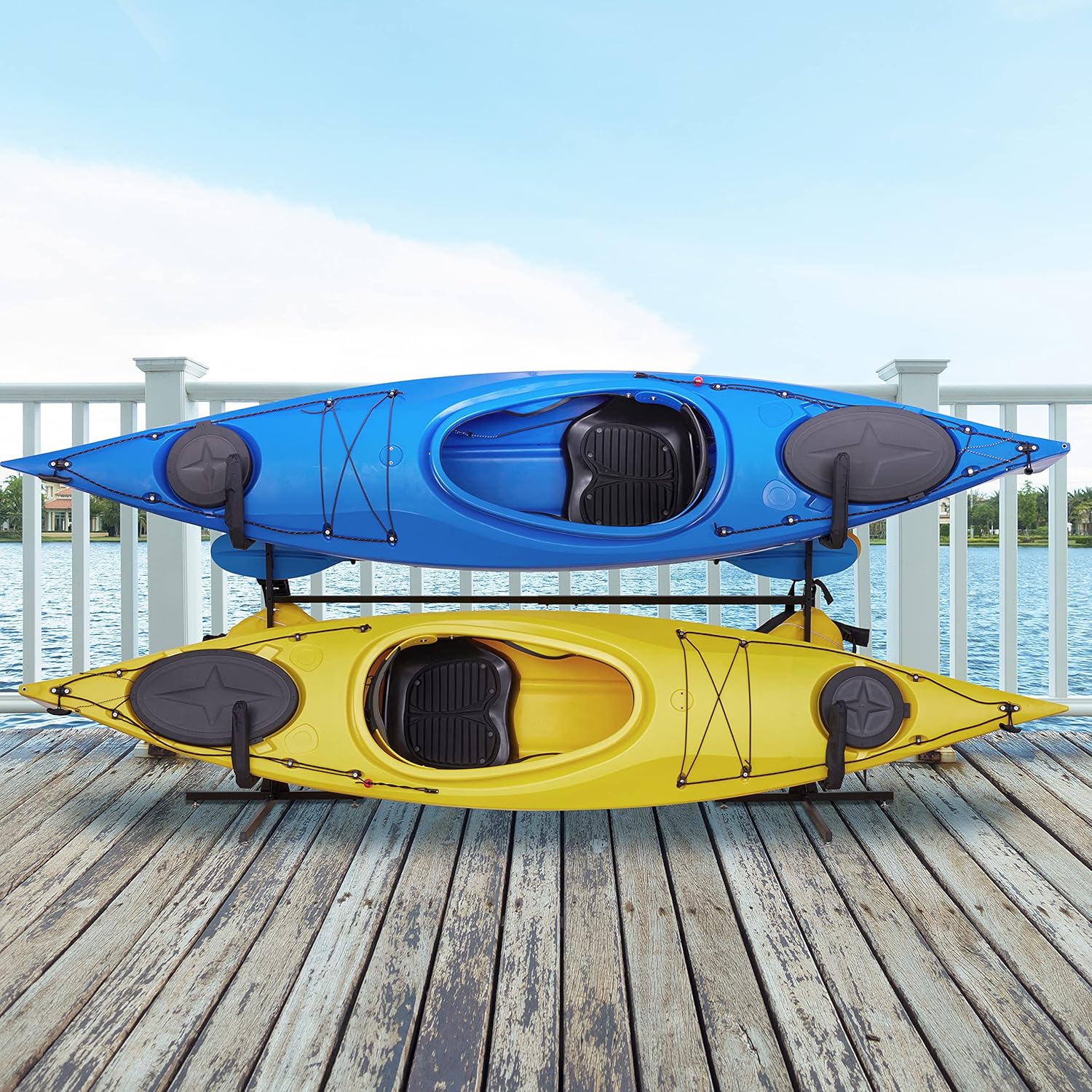 RaxGo – Estante de almacenamiento para kayak, soporte resistente independiente para kayak, SUP, canoa y tabla de remo para interiores, exteriores,