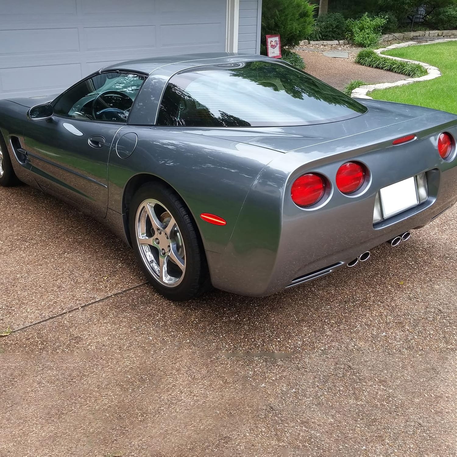 Luz de marcador lateral LED completa compatible con Corvette C5 1997-2004, carcasa roja LED roja parachoques trasero guardabarros repuesto OE #