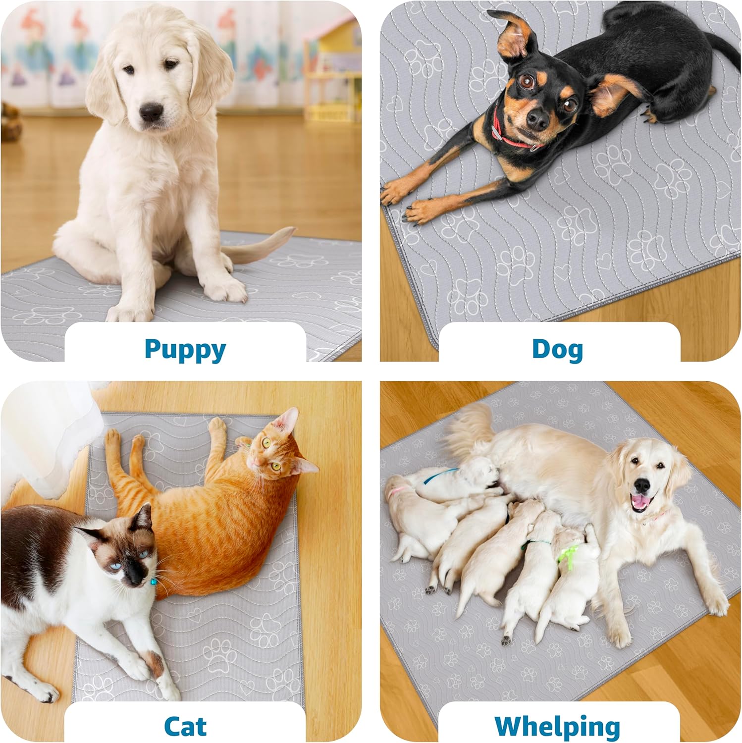 IMPROVIA Almohadilla lavable para mascotas, 65 x 48 pulgadas (paquete de 1)  Almohadilla reutilizable y ecológica para perros y gatos  Protección