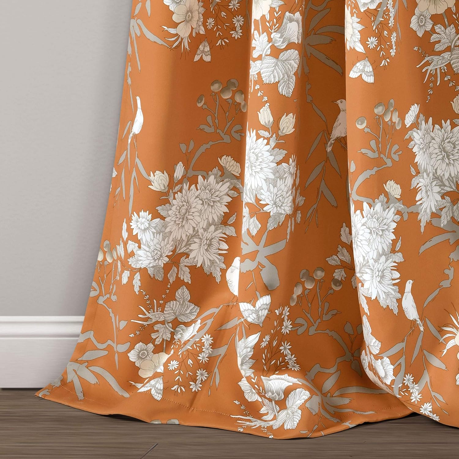 Lush Decor Botanical Garden – Set de cortinas con estampado floral y de pájaros, para oscurecer la habitación, para vivir