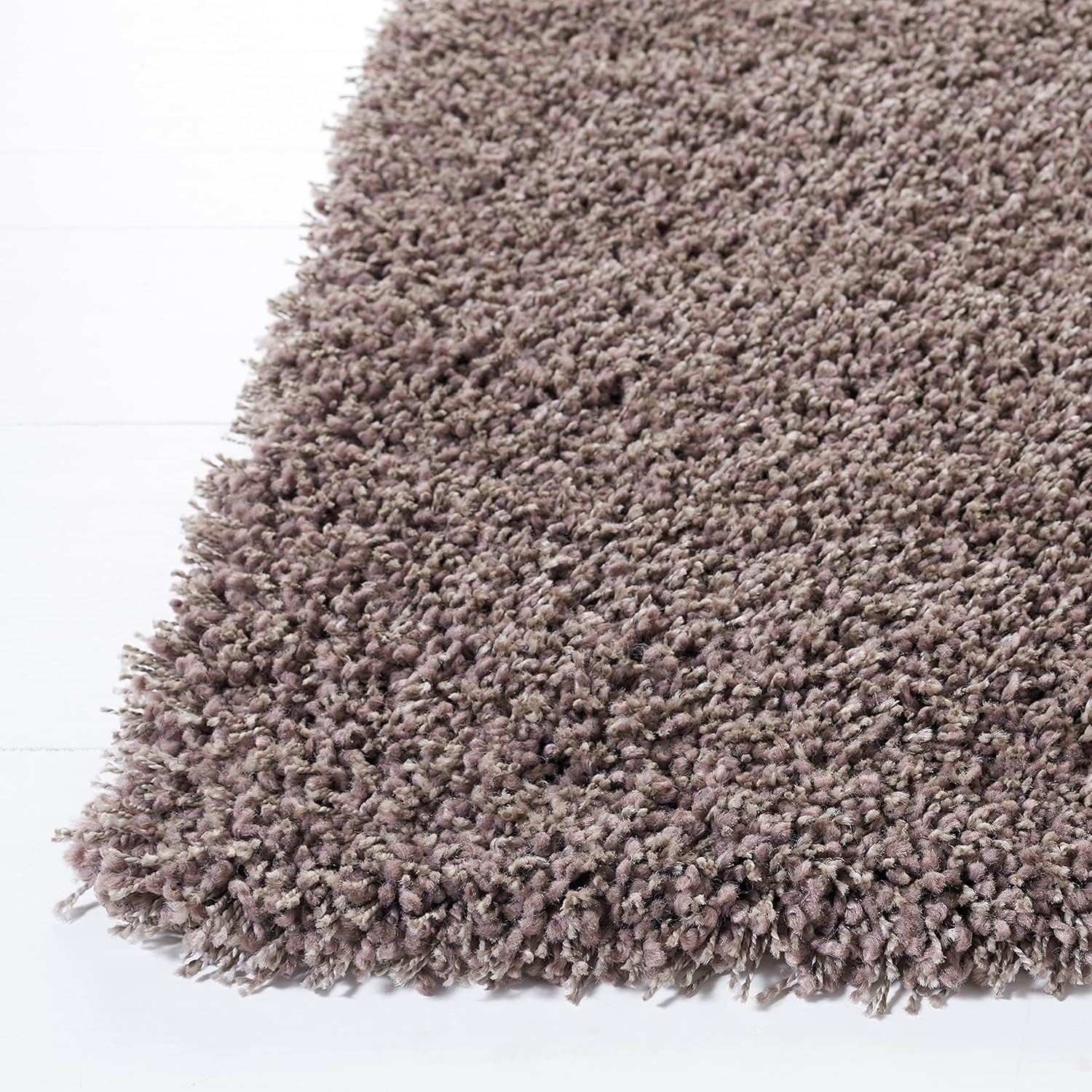 SAFAVIEH Colección Santa Monica Shag SGN725 de 9 x 12 pies, color gris pardo SGN725, alfombra de área sólida que no desprende pelusa, para sala de