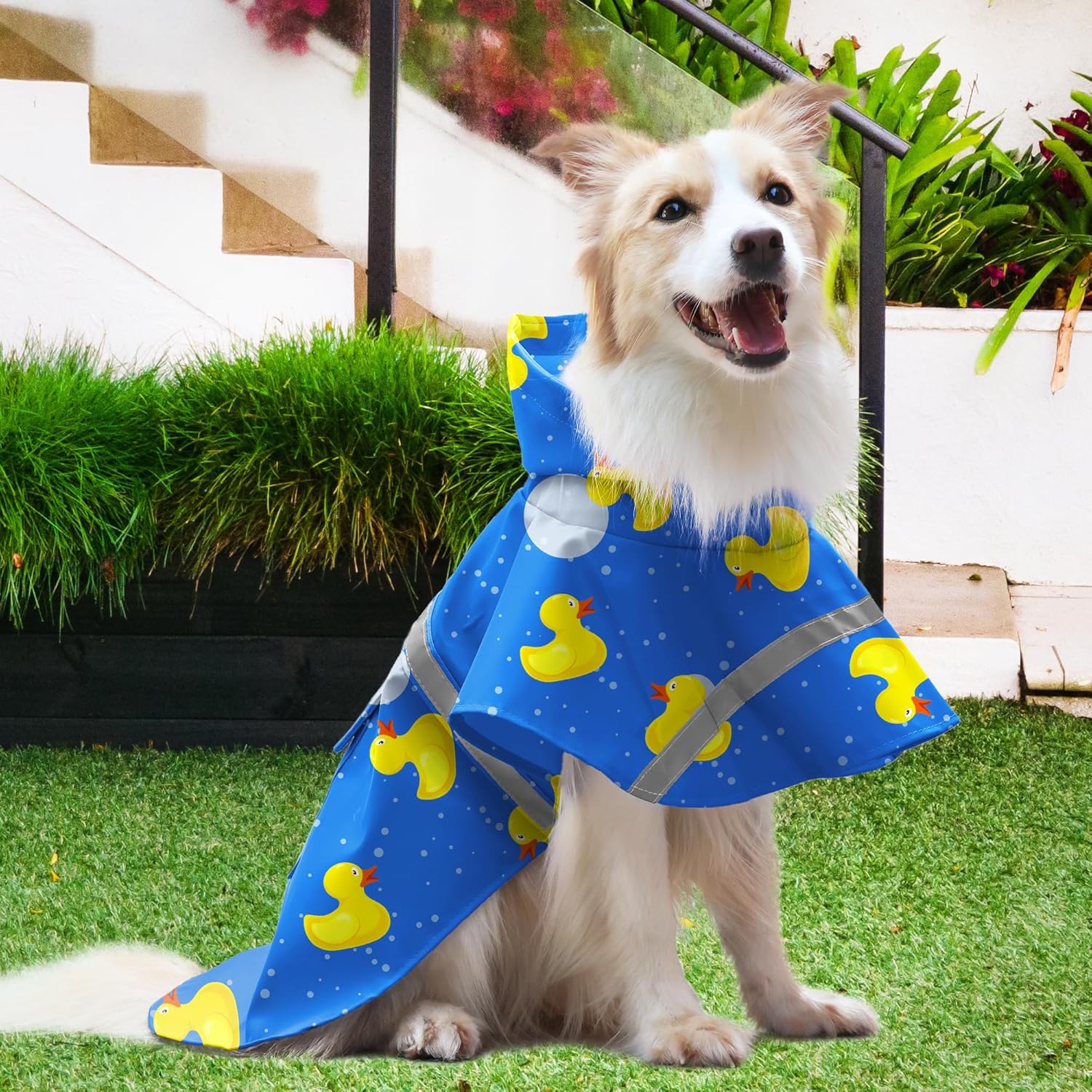 NACOCO Impermeable grande ajustable para perros, patos de goma para mascotas, ropa amarilla a prueba de agua, chaqueta ligera para la lluvia, poncho