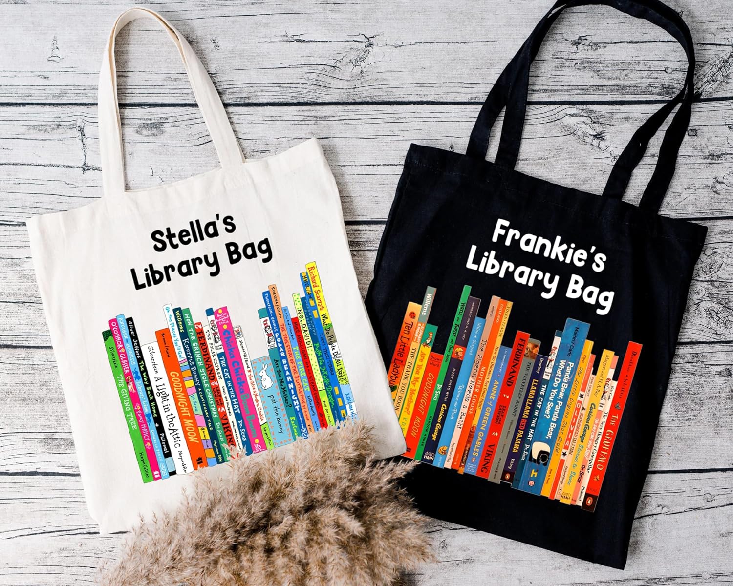 Personalized Library Tote Bag – Custom Name Book Bag, Reading Canvas Tote Bag, Bookworm Cotton Tote Bag