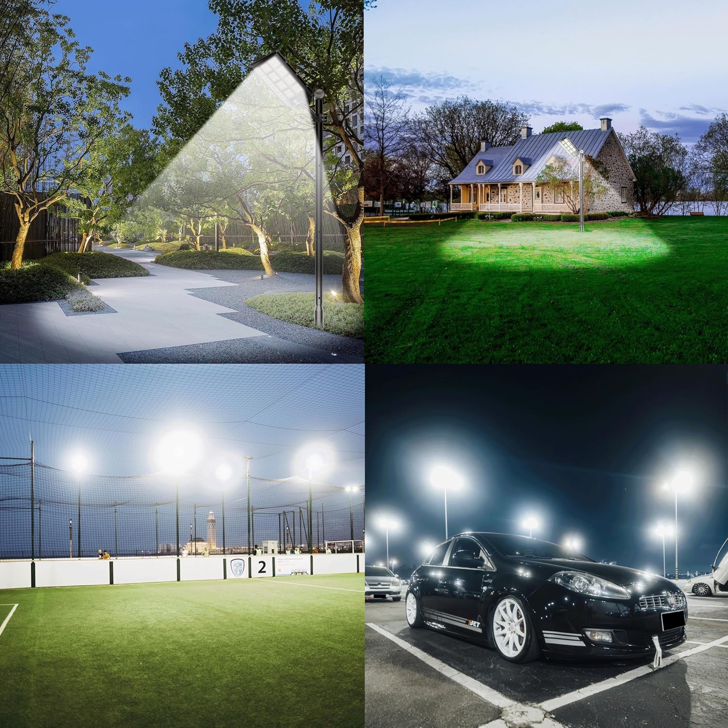 Paquete de 3 luces solares para estacionamiento, luz solar de 4800 W, 360000 lúmenes, luces de calle del atardecer al amanecer, funciona con energía