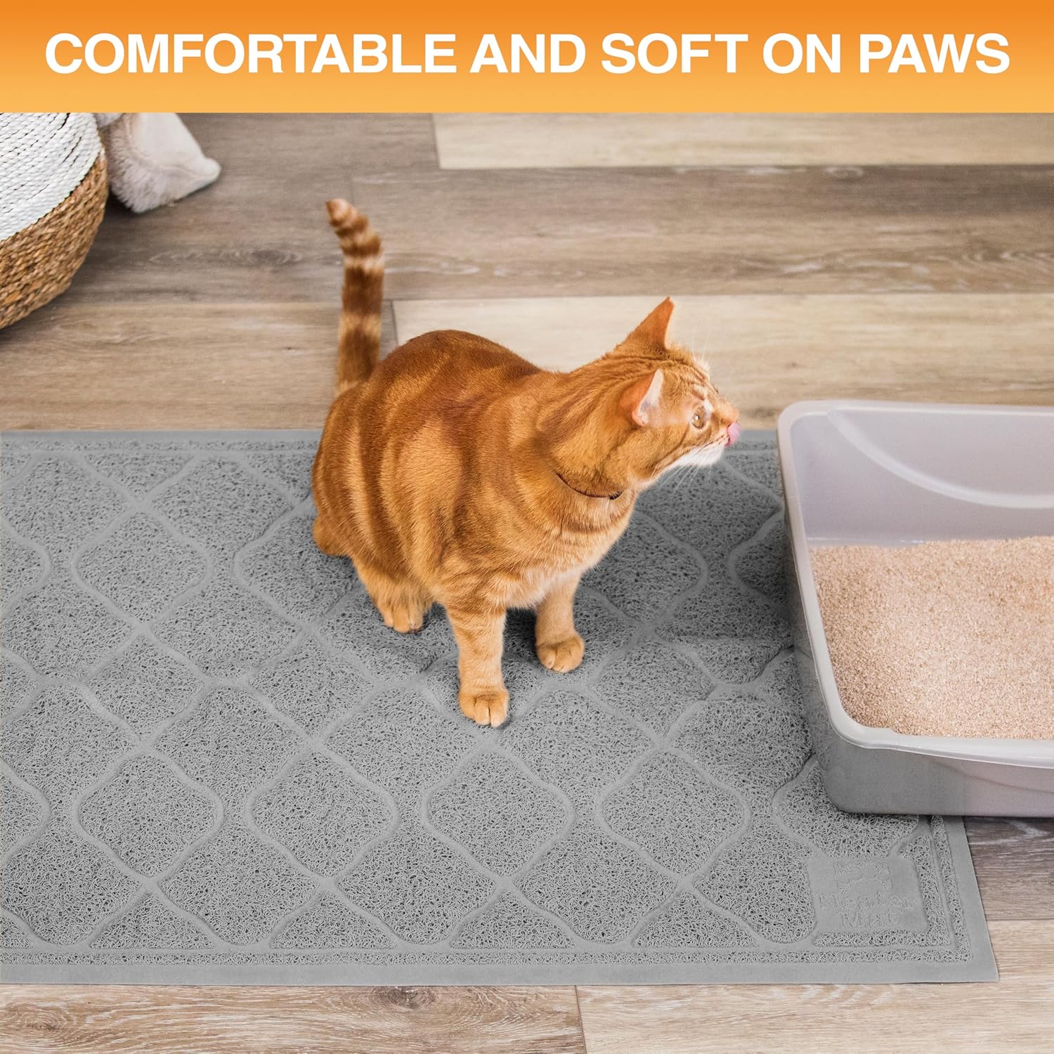 Neater Pets Neater Mat Tapete de arena para gatos, grueso y duradero para caja de arena, almohadilla de trampero atrapa el desorden para proteger