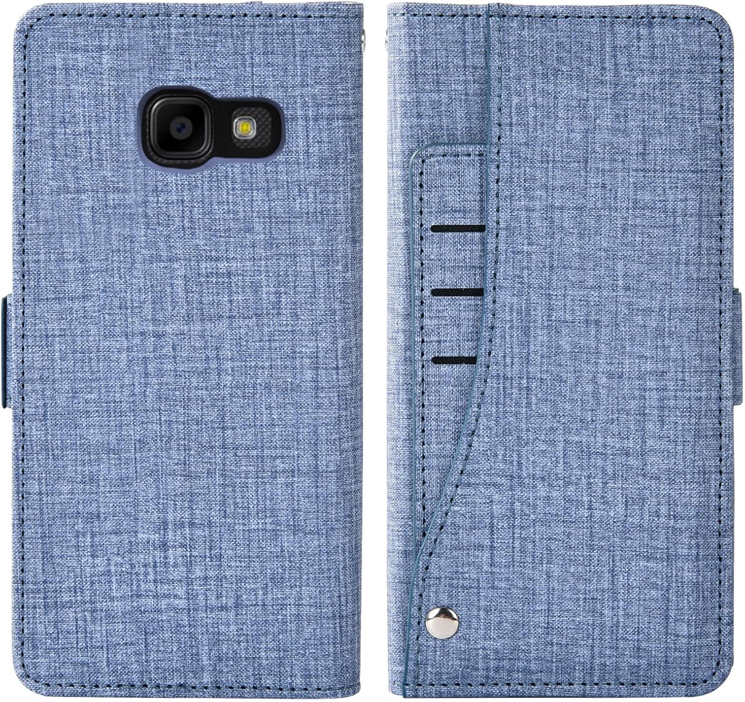 Asuwish Compatible con Samsung Galaxy Xcover 44S – Funda tipo cartera con protector de pantalla de vidrio templado y soporte de cuero para tarjetas,