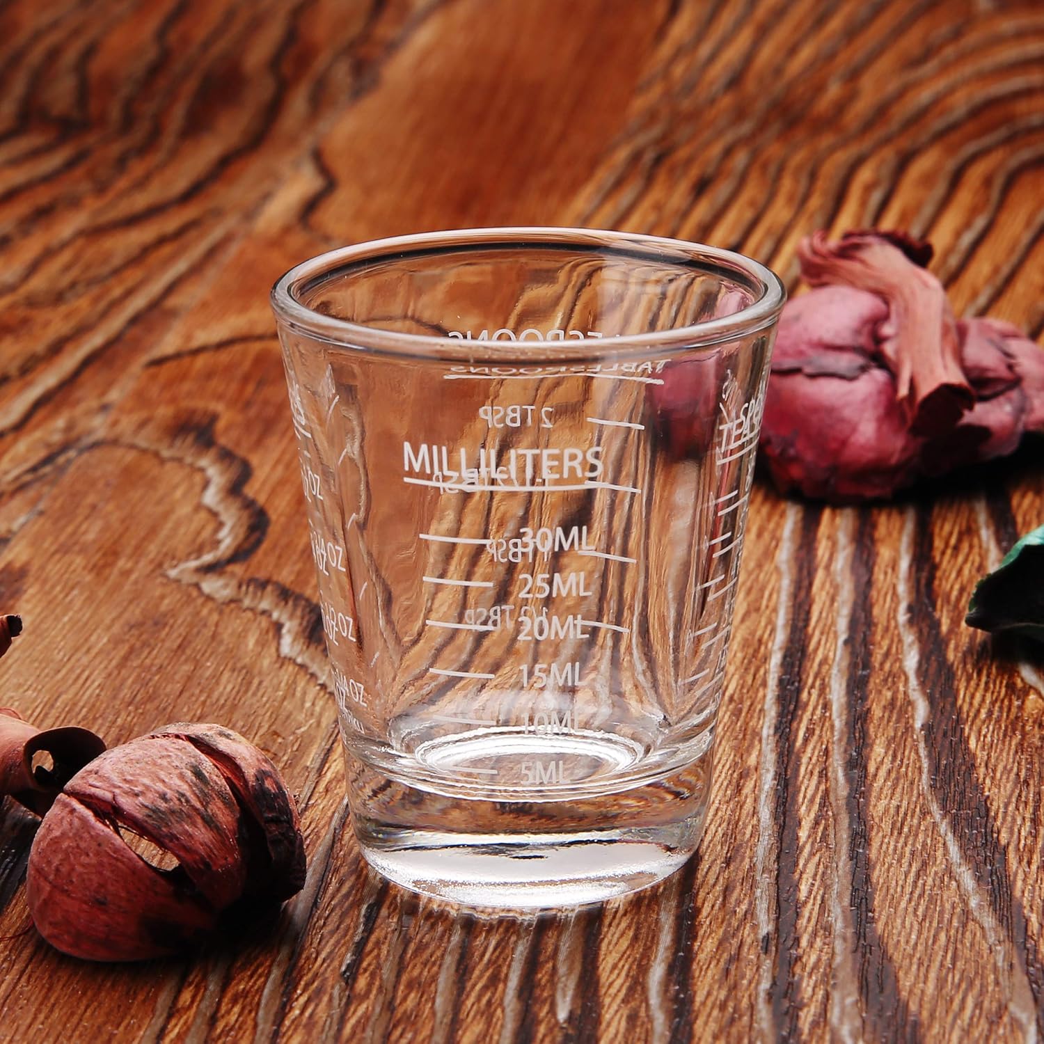 BCnmviku -Vasos corto, taza medidora, taza de espresso, Líquido, vidrio pesado, vaso de vino 2 juegos de 26, para medición gradual 1 onza, 6