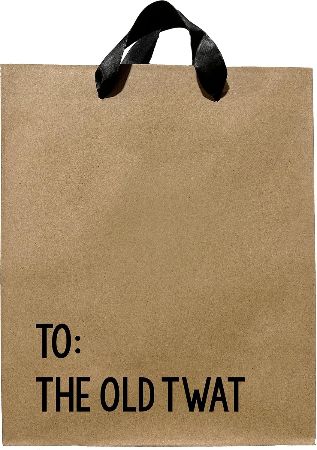 FarmedandFashioned Bolsas de regalo de cumpleaños divertidas, Para el viejo Twat bolsa de regalo con asas de cinta negra, Bolsa de papel de tamaño
