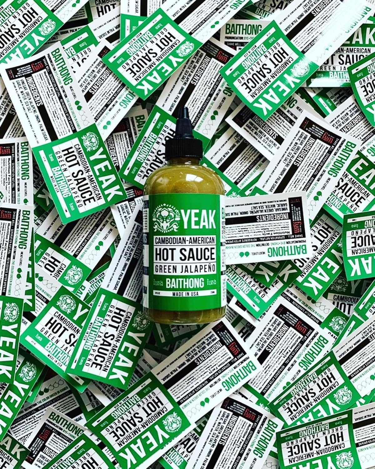 Yeak Inc Salsa picante Baithong Green Jalapeño para filetes Fideos Tacos Salsa Camboyano-Americana (Jalapeño Verde BAITHONG) Nivel de calor Medio
