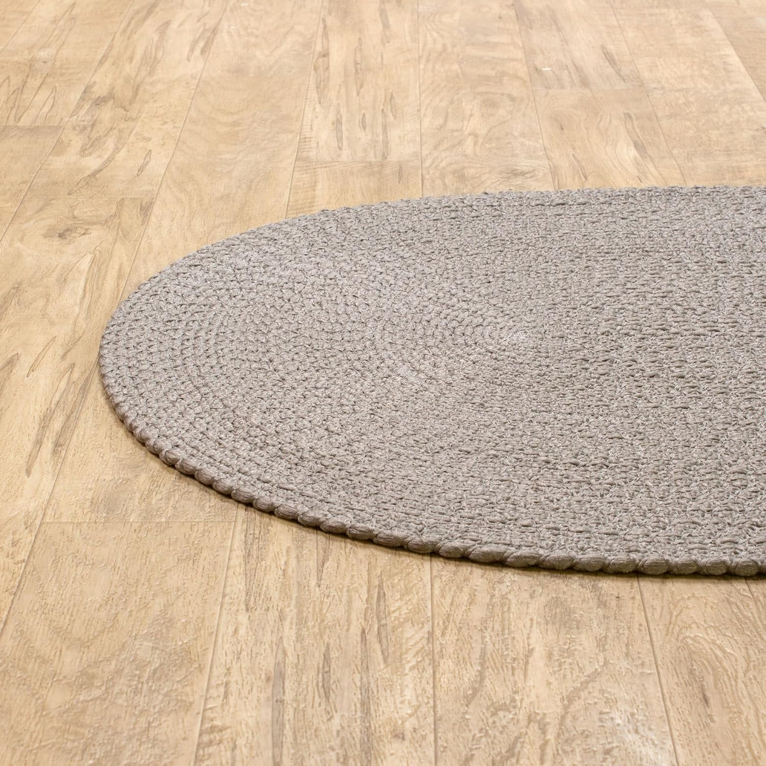 Super Area Rugs Alfombra trenzada gris para cocina campestre, alfombra primitiva duradera, ovalada, 4 x 6 pies