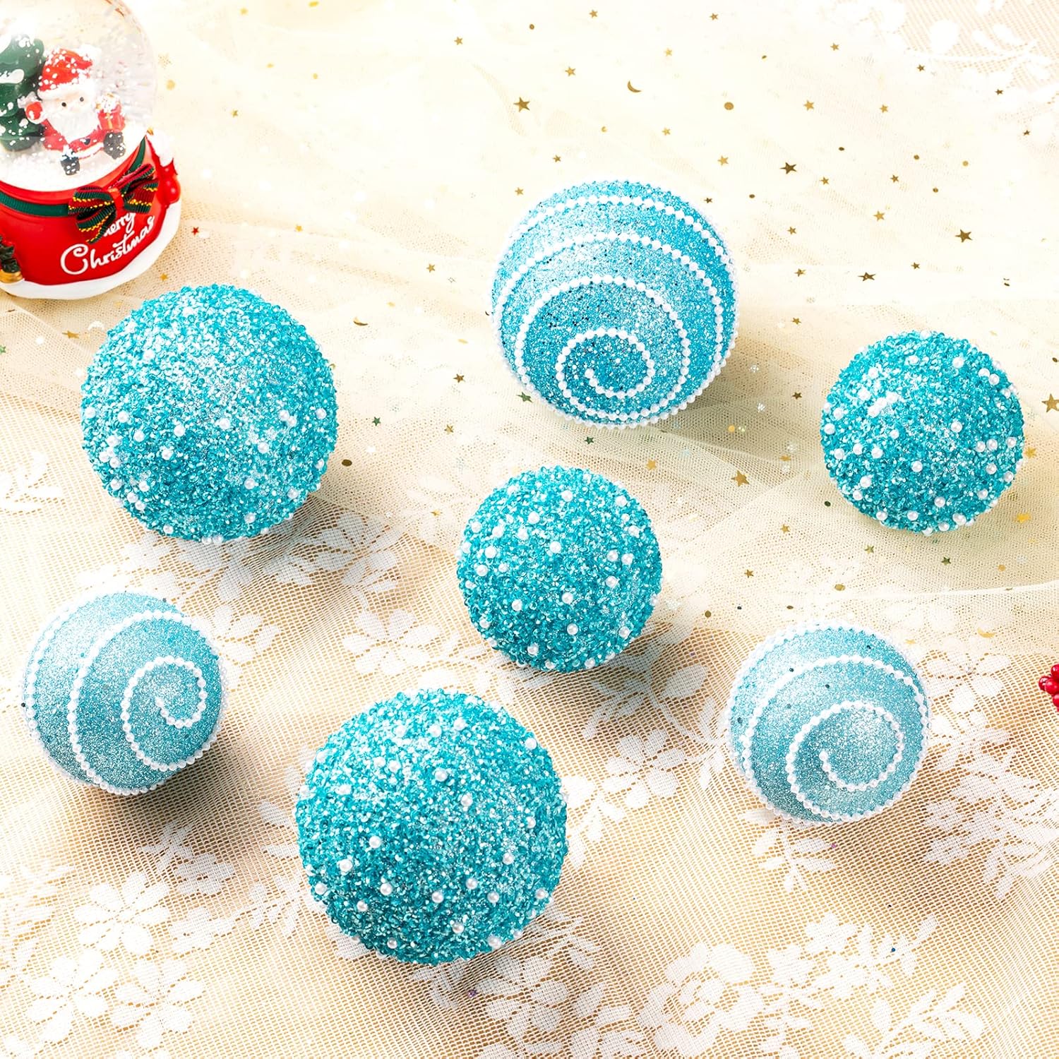 Adornos de bola de Navidad color azul bebé, decoraciones de bolas de Navidad inastillables de plástico colgantes para fiestas de vacaciones (3.543