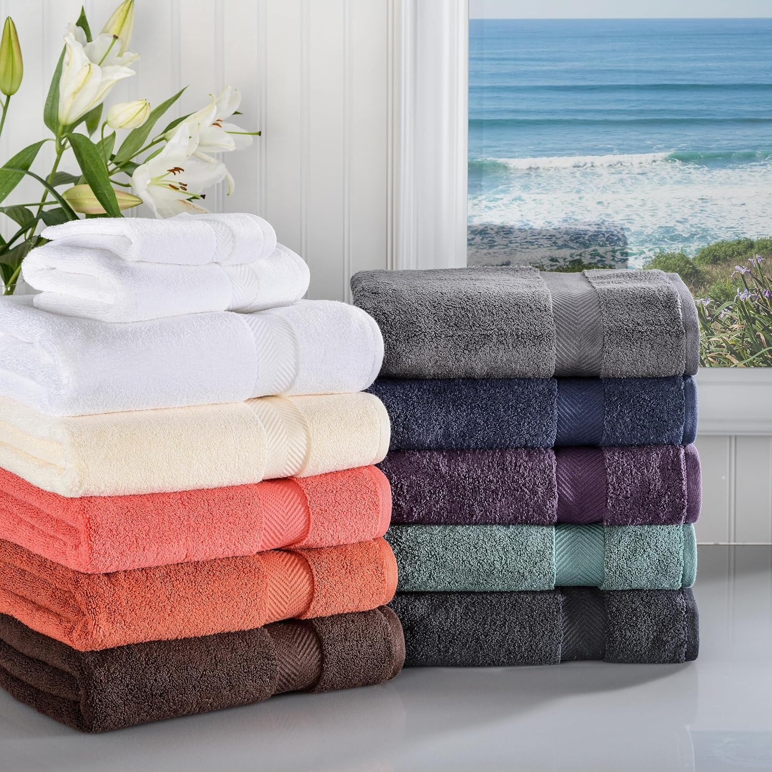 SUPERIOR Zero Twist – Juego de 3 toallas 100% de algodón, toalla de baño extrasuave, toalla para la cara y toalla de mano, toallas de algodón de