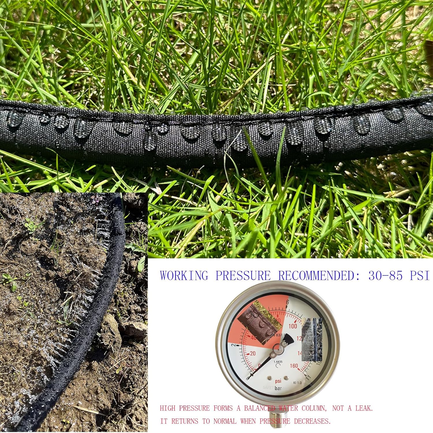 Manguera de remojo plana de 15, 25, 30, 50, 75, 100, 150 pies para camas de jardín, manguera de riego por goteo constante enlazable de 150 pies y 12