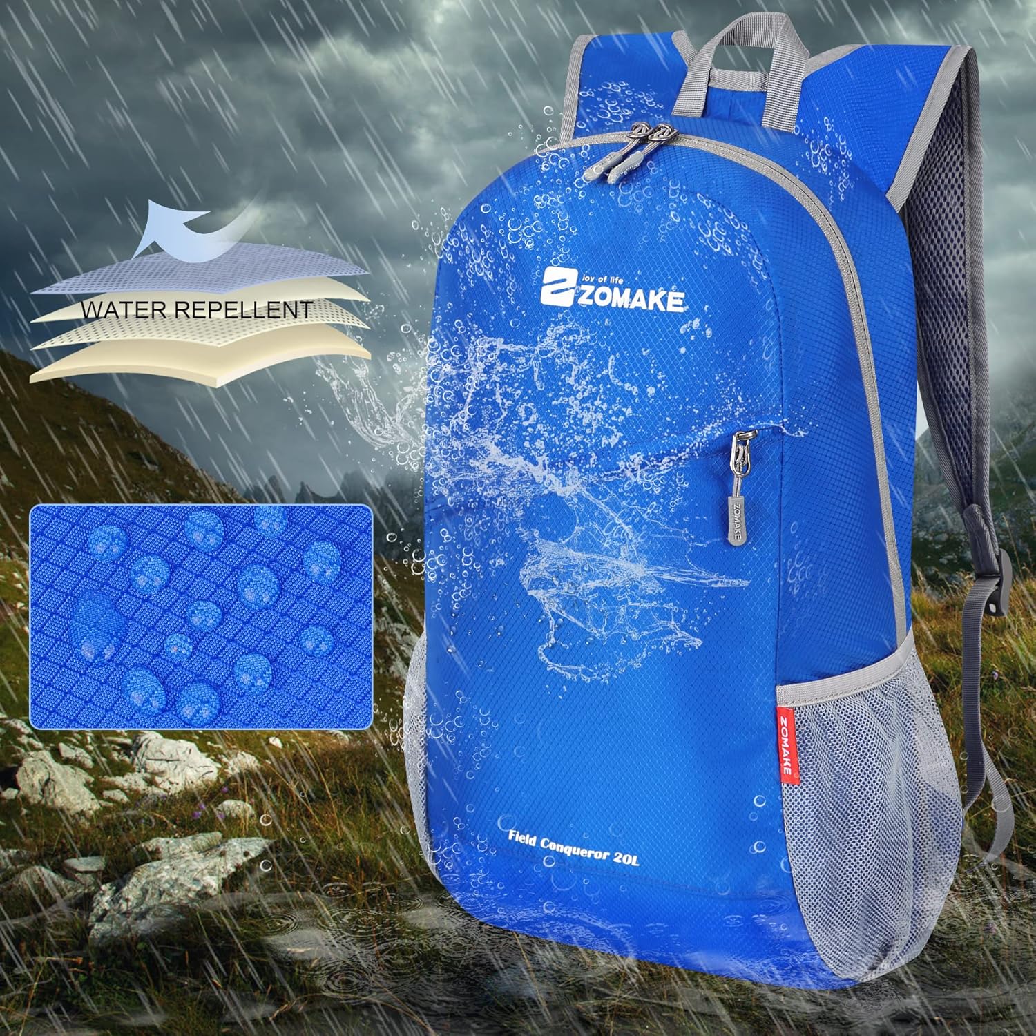Zomake – Mochila de senderismo ligera resistente al agua, mochila plegable de 20 litros, pequeña para viajes, mochila plegable