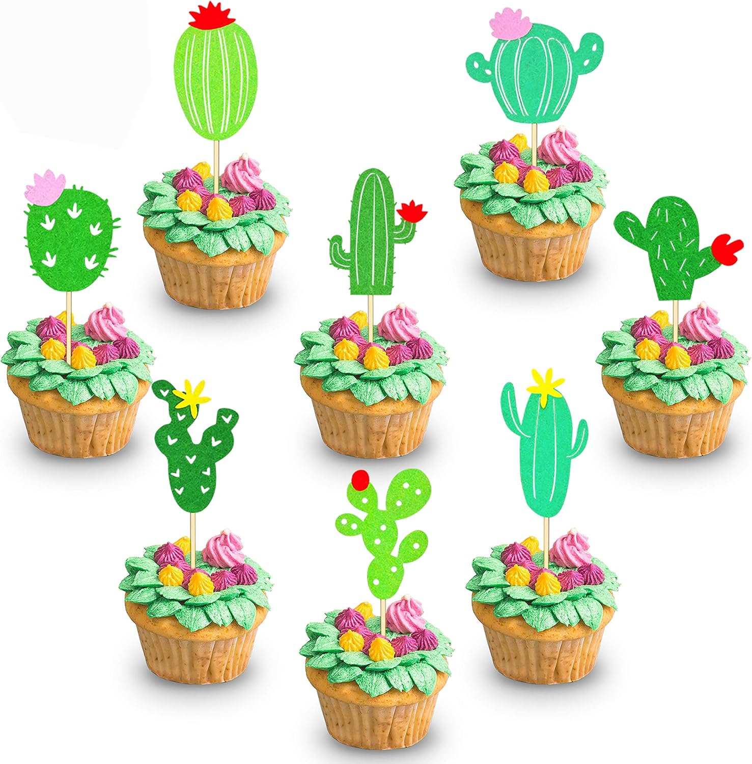 Decoración para cupcakes de cactus para cumpleaños, baby shower, suministros de fiesta, cactus, llama, decoración de tartas, 32 piezas