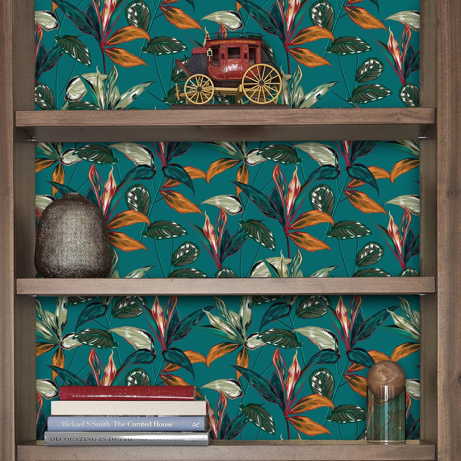 VaryPaper Papel tapiz exótico de 17.7 x 315 pulgadas, papel tapiz de hojas azul verde azulado exótico para despegar y pegar, papel tapiz de pared