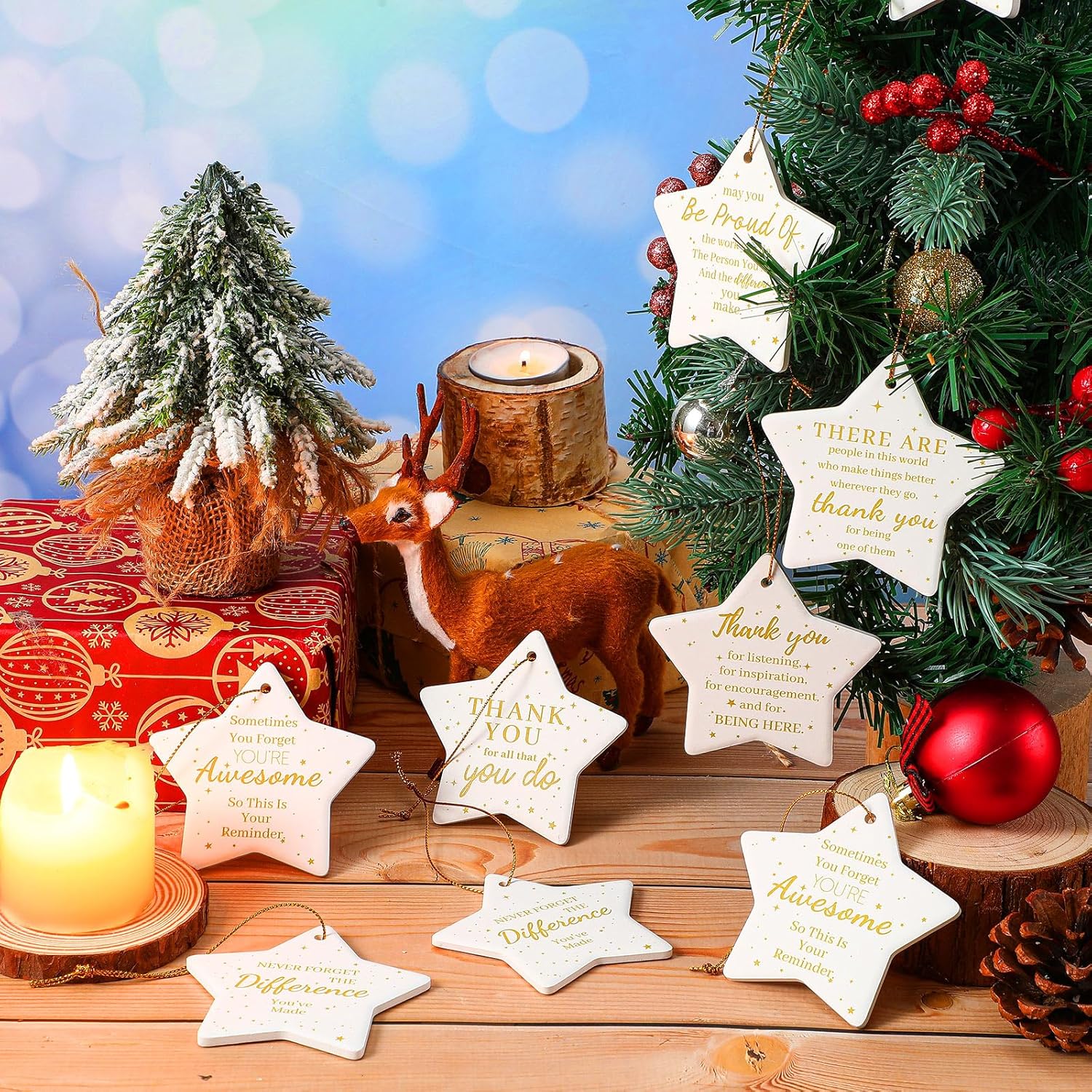 Sliner 18 piezas de regalos de Navidad de agradecimiento para compañeros de trabajo, regalos de equipo de apreciación de empleados, placa colgante
