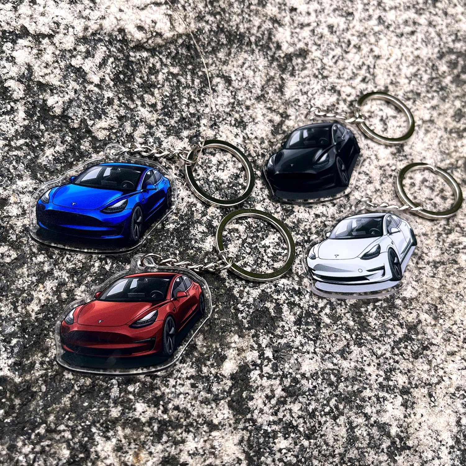 KIKIMO Llavero para accesorios Tesla Model 3, llavero acrílico compatible con modelos 3 2017 2018 2019 2020 2021 2022 2023
