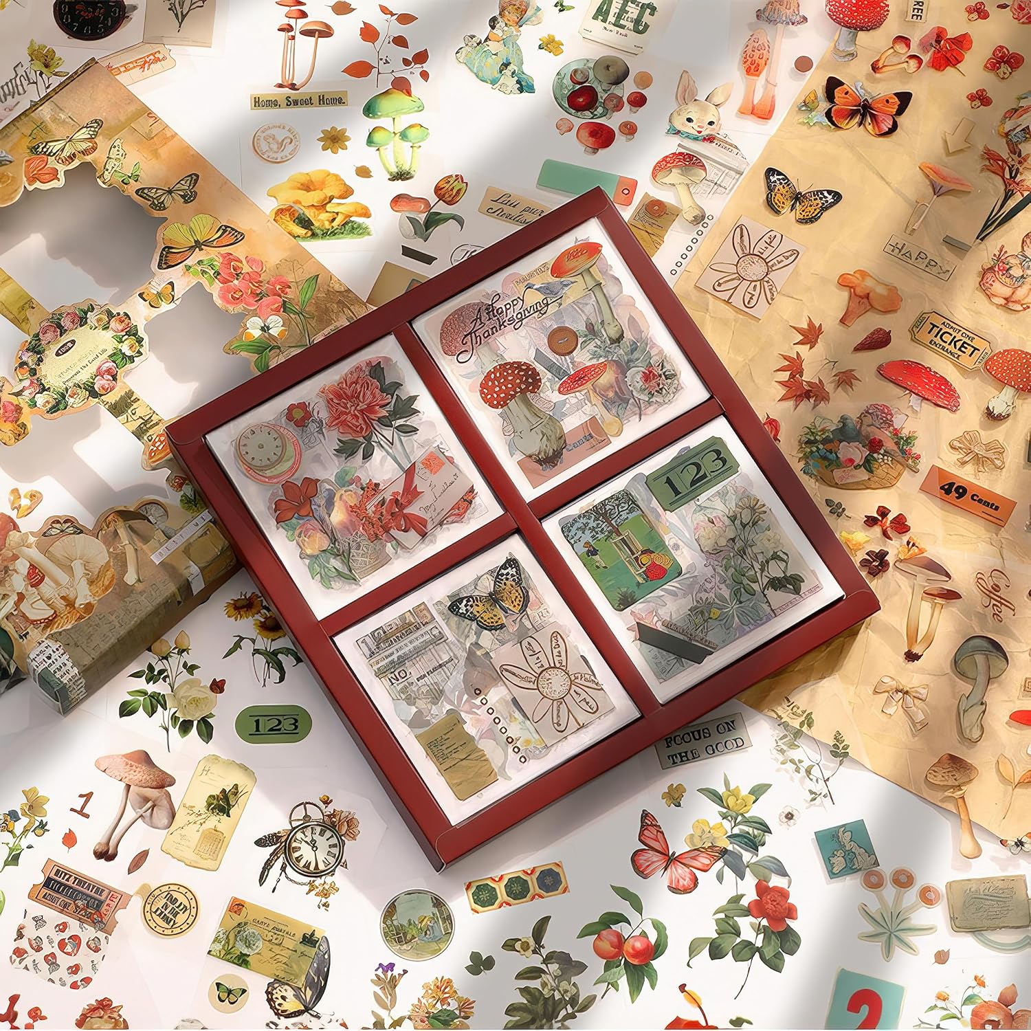 ELEDOO Kit de más de 500 piezas de suministros poéticos para álbumes de recortes, papel decorativo para manualidades con temática de personas y