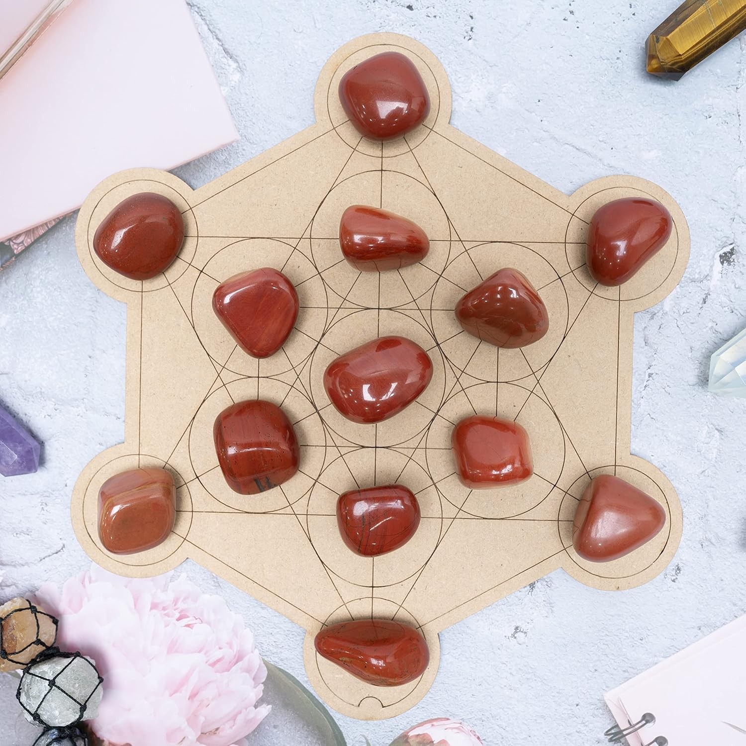 BEZAVO Juego de piedras de cristales curativos de jaspe rojo, piedras y cristales a granel para curación, reiki, meditación, cristales de brujería,