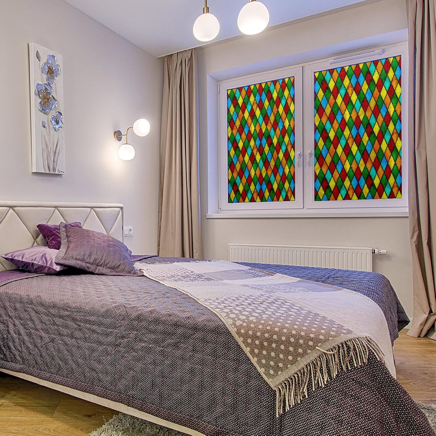 Película de privacidad para ventana de vidrio arcoíris, película de vidrio para ventana, privacidad para ventana, sala de estar, baño, 24 x 36