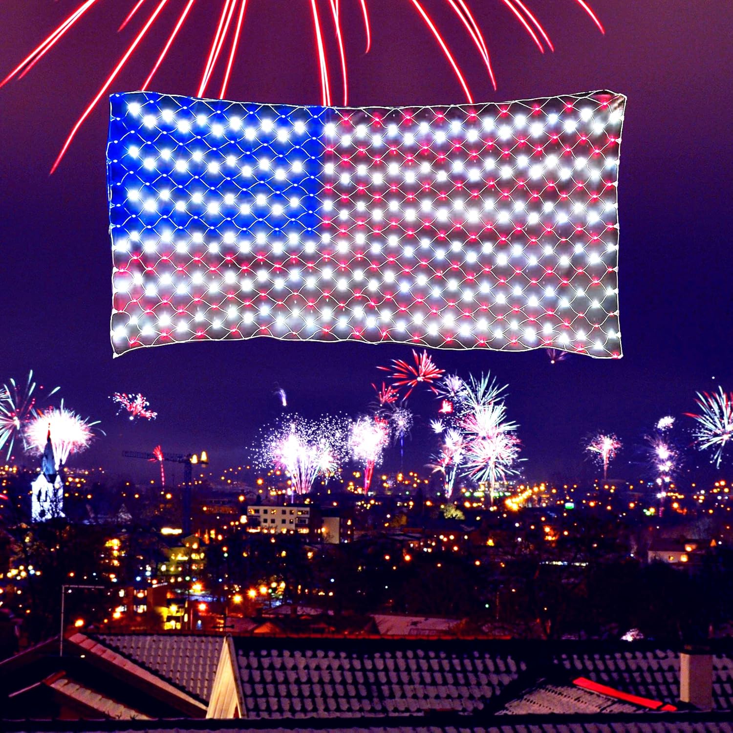 Red LED de bandera estadounidense, impermeable, letrero patriótico de Estados Unidos para interiores y exteriores, decoración del Día de la