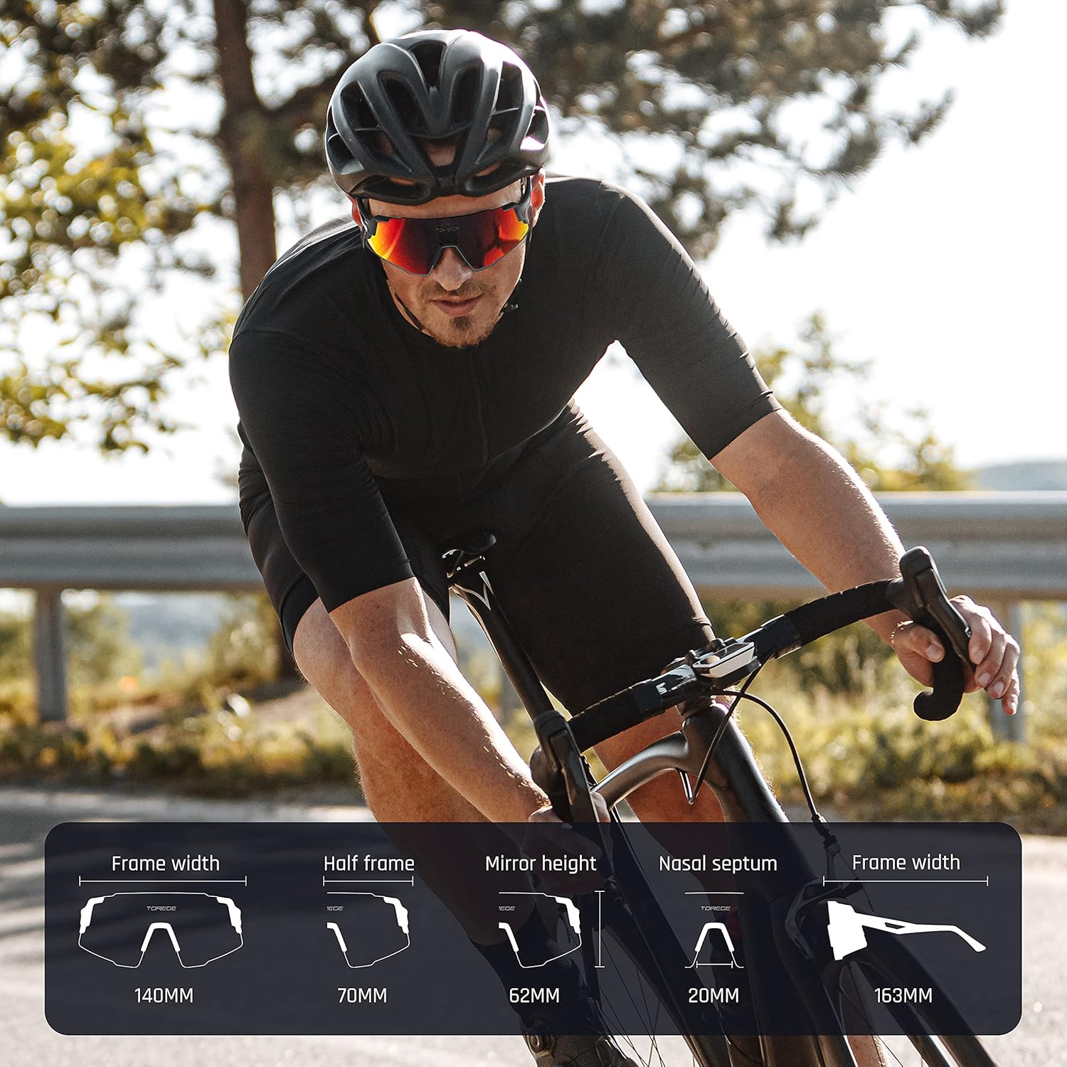 TOREGE Gafas de sol deportivas polarizadas con 3 lentes intercambiables para hombres y mujeres, gafas de béisbol TR65