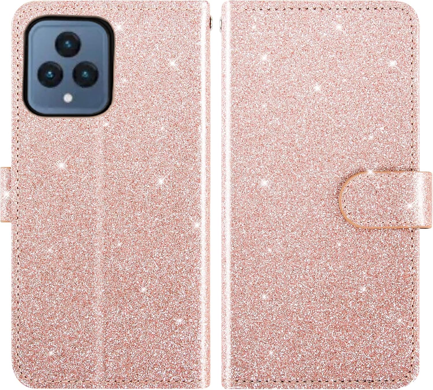 Asuwish Funda de teléfono para T-Mobile Revvl 6 5G 2022 con protector de pantalla y cartera con purpurina, soporte para tarjeta con ranura para