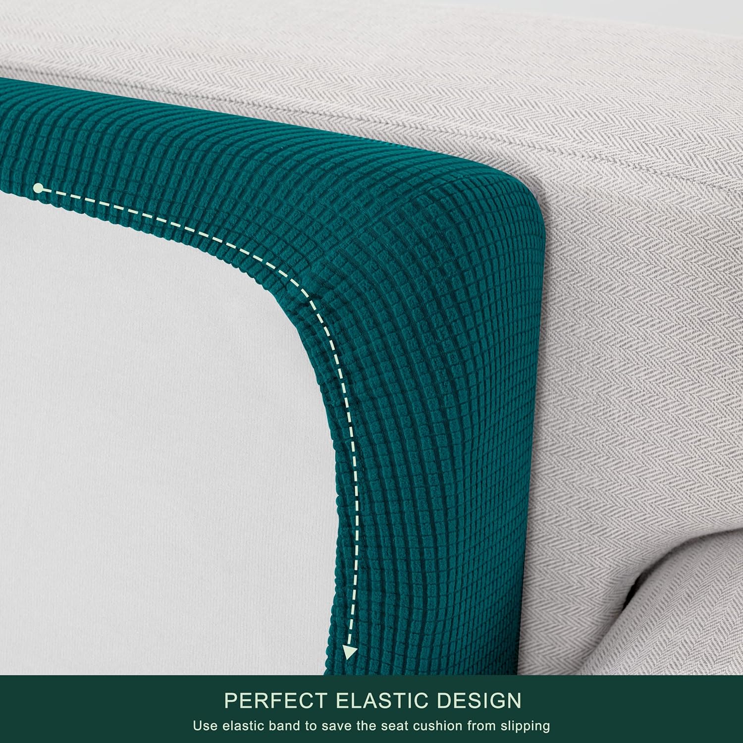 CHUN YI – Funda elástica de cojín para sofá biplaza, funda de asiento de sofá con tela jacquard de elastano (mediana, color verde azulado)