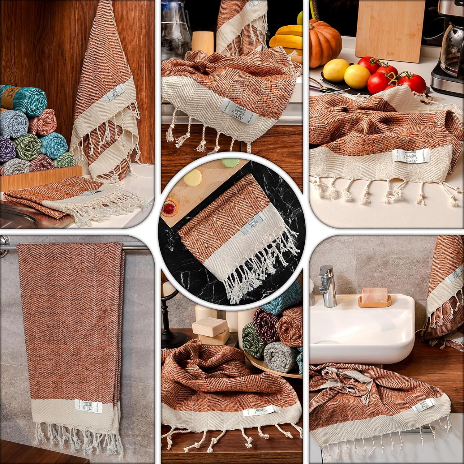 EPHESUS TOWELS Juego de 2 toallas de mano, 18 x 30 pulgadas, algodón turco, toalla de mano turca en espiga para baño, cocina, invitados, cara,