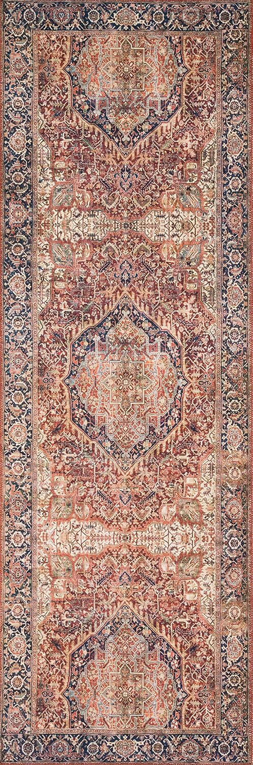 Loloi – Tapete corredor pelo corto sala estar, suave, duradero, colección Layla, estampado envejecido retro, no desprende pelo, fácil limpiar, 13in