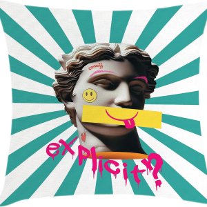 Ambesonne Emoji – Funda de cojín con diseño de escultura antigua de arte pop con lengua caprichosa y texto explícito, funda de almohada cuadrada Ambesonne Emoji – Funda de cojín con diseño de escultura antigua de arte pop con lengua caprichosa y texto explícito, funda de almohada cuadrada