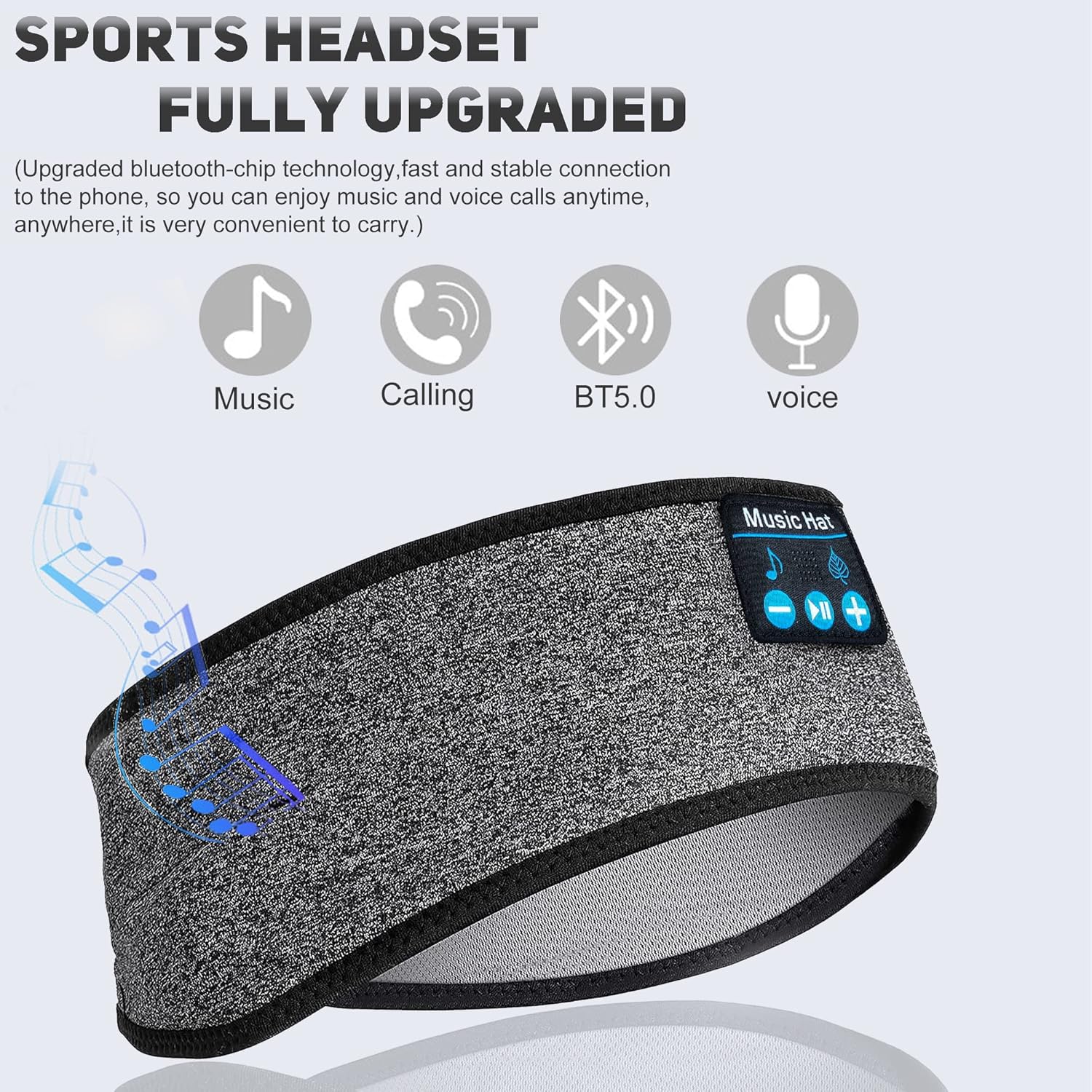 Auriculares inalámbricos Bluetooth para dormir, diadema para dormir con micrófono integrado para dormir de lado, auriculares Bluetooth para dormir