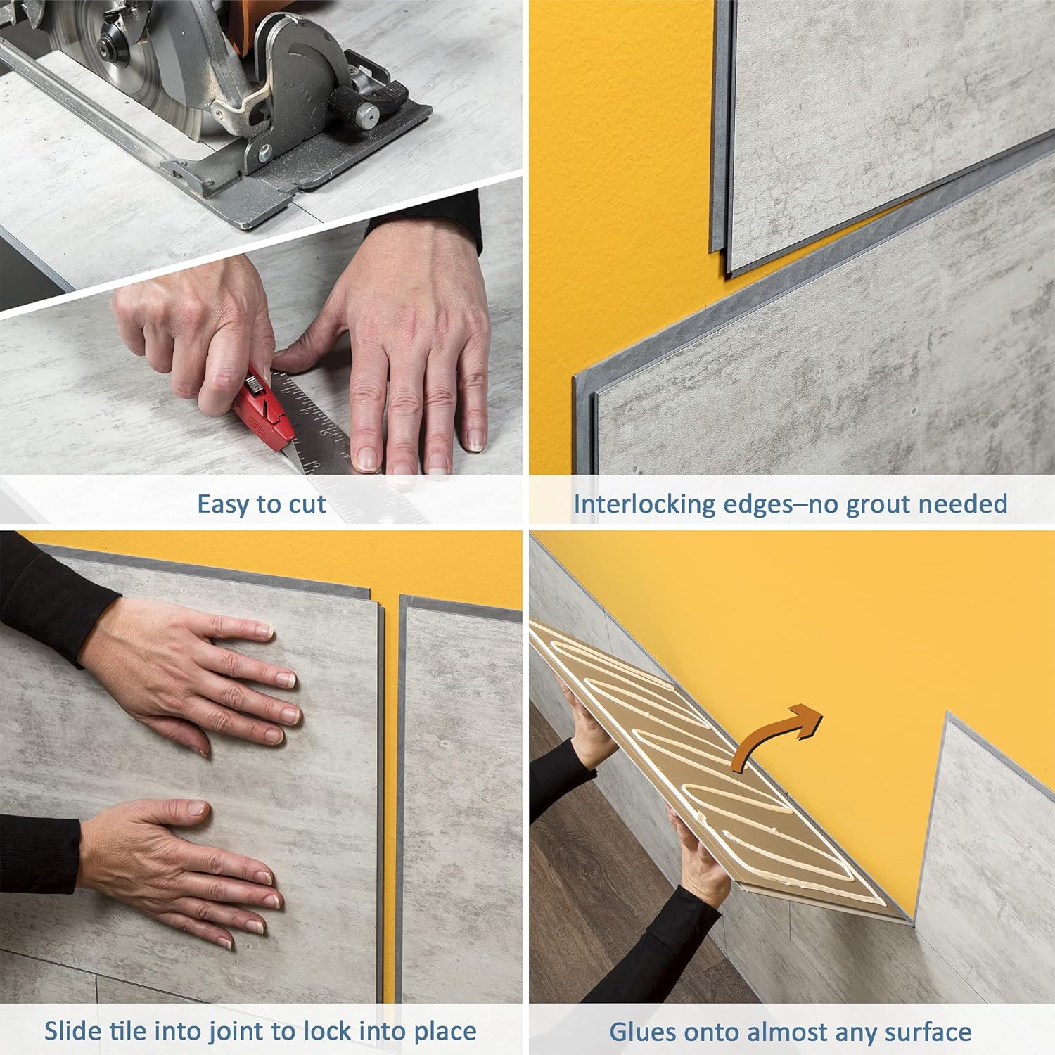 Palisade Azulejos de vinilo entrelazados impermeables para pared, cocina o baño, de 22.8 x 7.31 pulgadas (10 unidades)