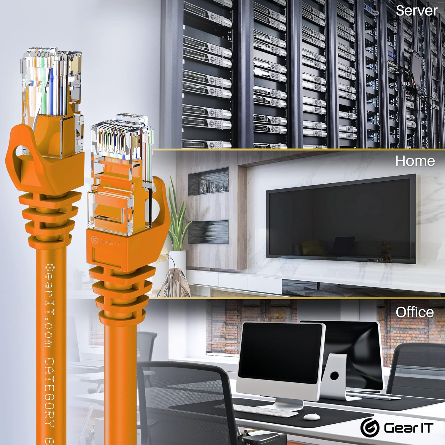 GearIT Cable Cat6 de 0.5 pies y 6 pulgadas, cable Ethernet Cat6, cable Ethernet Cat 6, cable de conexión Cat6, cable de conexión Cat 6, cable de red