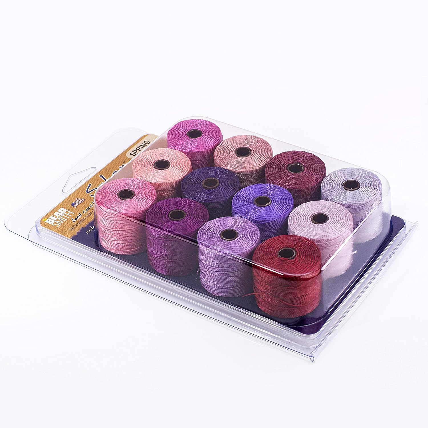 Beadsmith S-Lon #18 – Cordón con 12 carretes (mezcla de primavera), ideal para atar cuentas de ganchillo y joyas de micro macramé