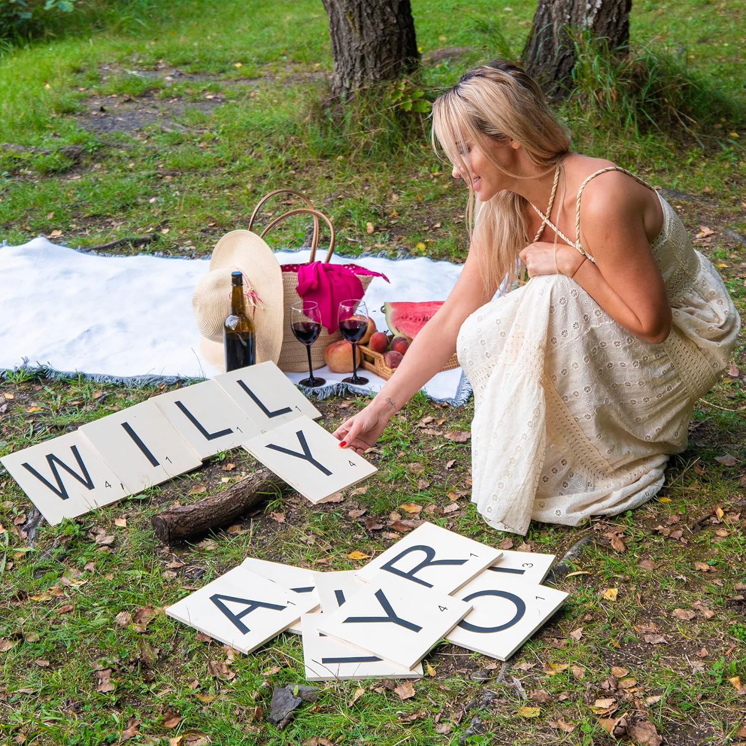 Letrero con texto en inglés “Will You Marry Me”, azulejos de madera de gran tamaño para decoración de propuestas de boda, 13 letras para uso en