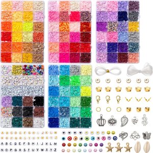 10800 unidades, cuentas de arcilla de 108 colores para hacer pulseras, kit de fabricación de pulseras para hacer joyas, cuentas planas y redondas de 10800 unidades, cuentas de arcilla de 108 colores para hacer pulseras, kit de fabricación de pulseras para hacer joyas, cuentas planas y redondas de