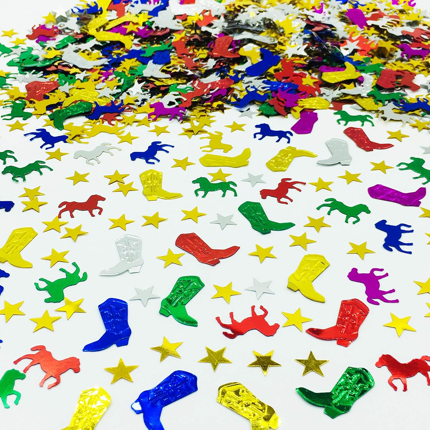 Decoración de fiesta, confeti de vaquero del oeste, botas de caballo de Patricio para niños, cumpleaños, bodas, baby shower, decoración de confeti