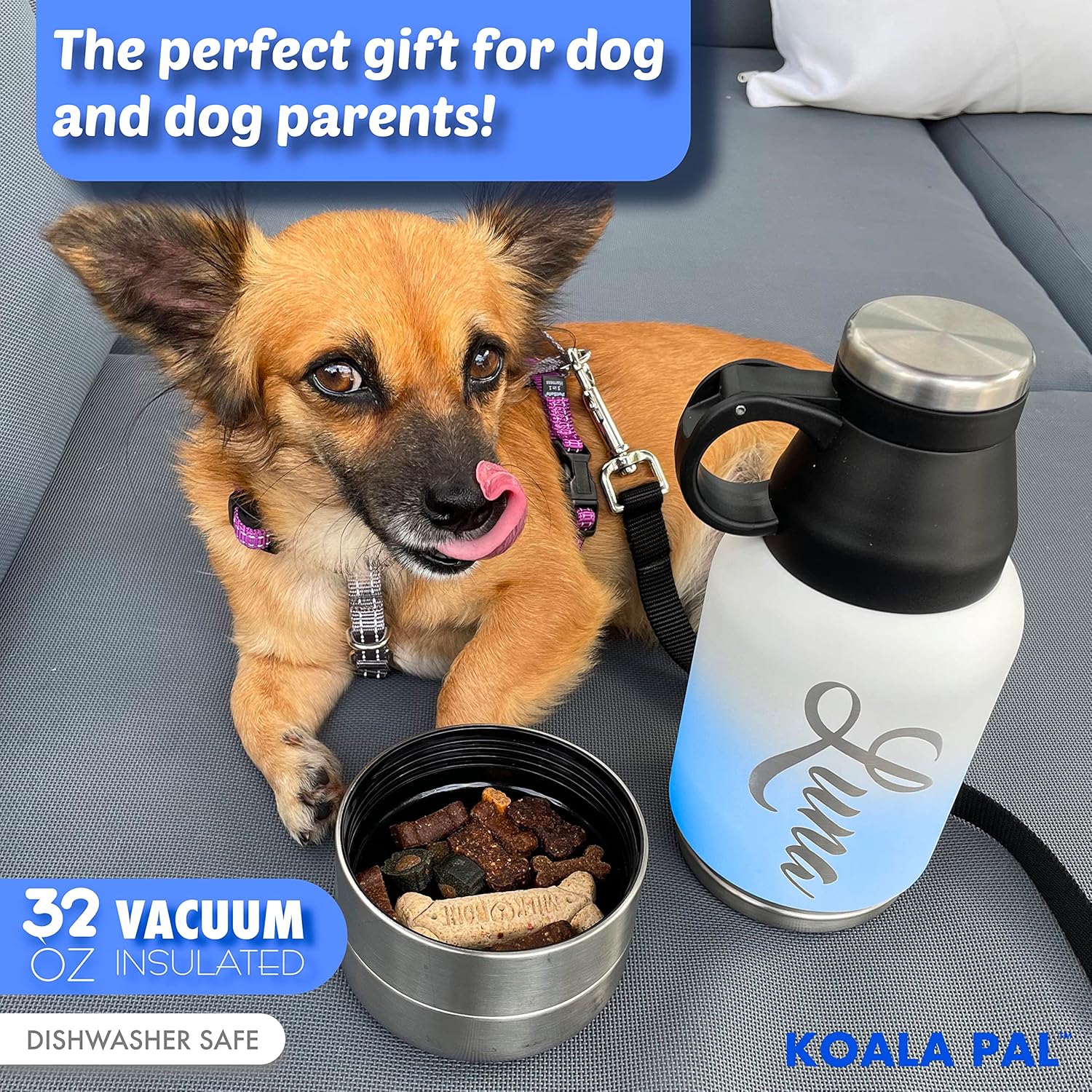 32oz Personalized Dog Portable Water Bottle, Dog Water Bottle for Travel, Puppy Water Bottle, Dog Travel Kit for Medium Dogs, Dog Water Bowl